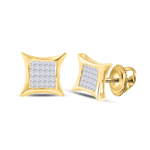 14kt Yellow Gold Womens Princess Diamond Square Earrings 1/3 Cttw