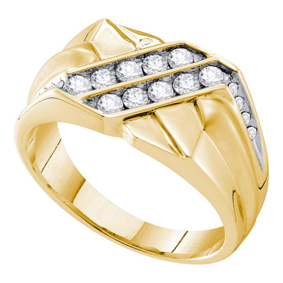 14kt Yellow Gold Mens Round Diamond Square Cluster Ring 5/8 Cttw