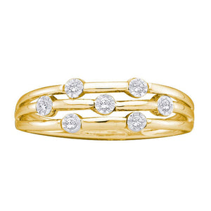 10kt Yellow Gold Womens Round Diamond Triple Strand Band Ring 1/20 Cttw