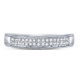 10kt White Gold Womens Round Diamond Double Row Band Ring 1/10 Cttw