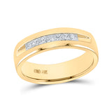 14kt Yellow Gold Mens Princess Diamond Wedding Single Row Band Ring 1/2 Cttw