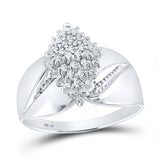 10kt White Gold Womens Round Diamond Cluster Ring 1/8 Cttw