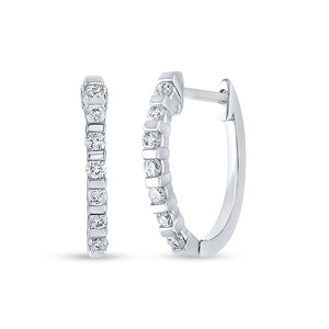 10kt White Gold Womens Round Diamond Hoop Earrings 1/4 Cttw