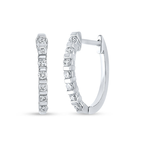 10kt White Gold Womens Round Diamond Hoop Earrings 1/4 Cttw