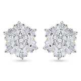 Yellow-tone Sterling Silver Womens Round Diamond Cluster Earrings 1/10 Cttw