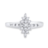 Sterling Silver Womens Round Diamond Cluster Ring 1/10 Cttw