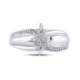 Sterling Silver Womens Round Diamond Oval Cluster Fashion Ring 1/6 Cttw