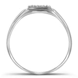 Sterling Silver Mens Round Diamond Square Cluster Ring 1/8 Cttw