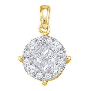 14kt Yellow Gold Womens Princess Diamond Cluster Pendant 2 Cttw