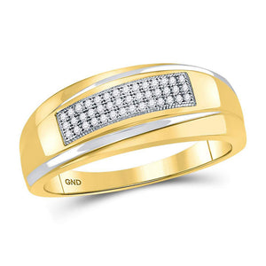 10kt Two-tone Gold Mens Round Diamond Wedding Band Ring 1/8 Cttw