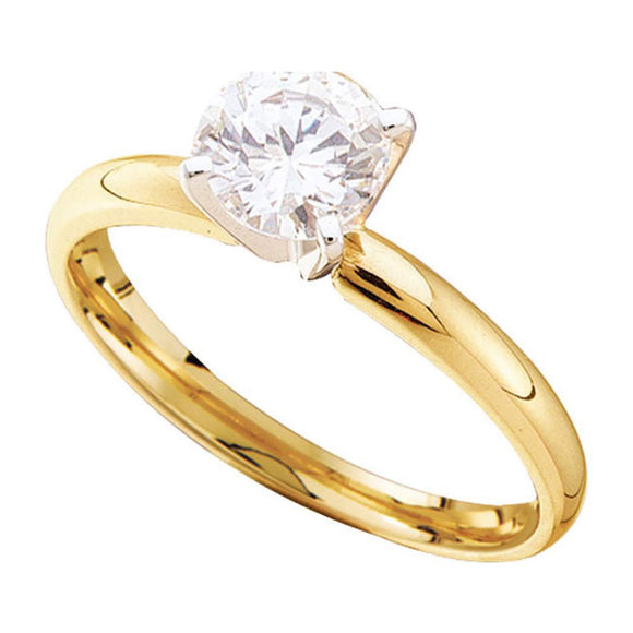 14kt Yellow Gold Womens Round Diamond Solitaire Bridal Wedding Engagement Ring 7/8 Cttw