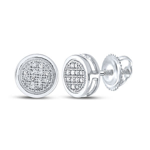10kt White Gold Womens Round Diamond Circle Earrings 1/20 Cttw