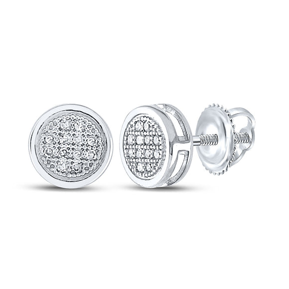 10kt White Gold Womens Round Diamond Circle Earrings 1/20 Cttw