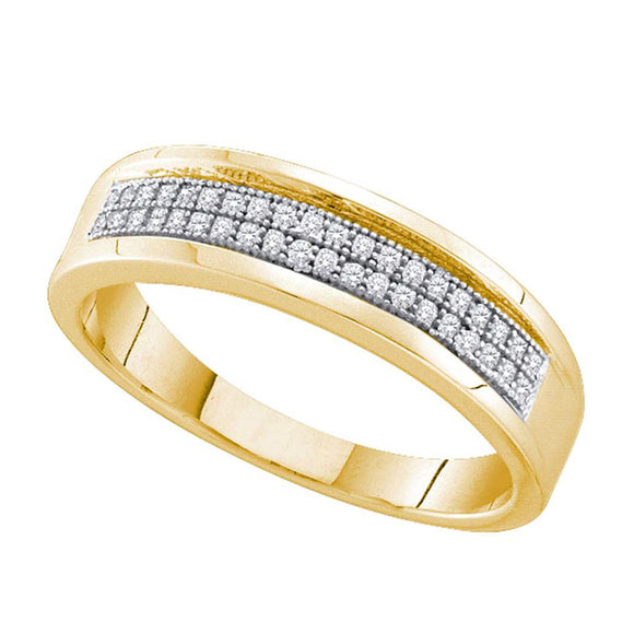 10kt Yellow Gold Womens Round Diamond Pave Band Ring 1/6 Cttw
