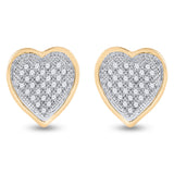 10kt Yellow Gold Womens Round Diamond Heart Cluster Earrings 1/6 Cttw