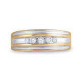 10kt Yellow Gold Mens Round Diamond 5-stone Wedding Ring 1/4 Cttw