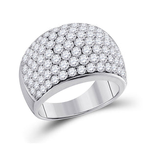 14kt White Gold Womens Round Pave-set Diamond Cocktail Ring 3 Cttw