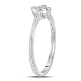 Sterling Silver Womens Round Diamond Simple Square Cluster Ring .01 Cttw