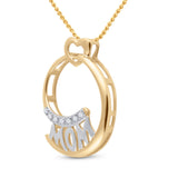 14kt Yellow Gold Womens Round Diamond Mom Pendant 1/20 Cttw