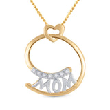 14kt Yellow Gold Womens Round Diamond Mom Pendant 1/20 Cttw