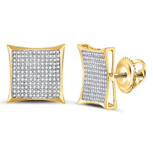 10kt Yellow Gold Womens Round Diamond Kite Square Earrings 7/8 Cttw