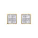 10kt Yellow Gold Womens Round Diamond Square Earrings 1/3 Cttw