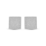 10kt White Gold Womens Round Diamond Square Earrings 7/8 Cttw