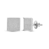 10kt White Gold Womens Round Diamond Square Earrings 7/8 Cttw
