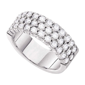 14kt White Gold Womens Round Diamond Triple Row Pave Band Ring 3 Cttw