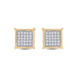 10kt Yellow Gold Womens Round Diamond Square Earrings 1/6 Cttw