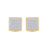 10kt Yellow Gold Womens Round Diamond Square Earrings 1/3 Cttw