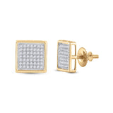 10kt Yellow Gold Womens Round Diamond Square Earrings 1/3 Cttw