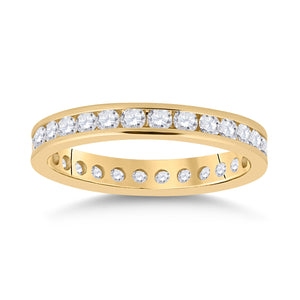 14kt Yellow Gold Womens Round Diamond Eternity Wedding Band 1 Cttw