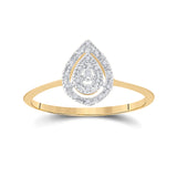 10kt Yellow Gold Womens Round Diamond Teardrop Ring 1/20 Cttw
