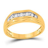 10kt Yellow Gold Mens Round Diamond Flat Top Band Ring 1/4 Cttw