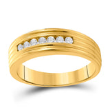 10kt Yellow Gold Mens Round Diamond Wedding Single Row Band Ring 1/4 Cttw