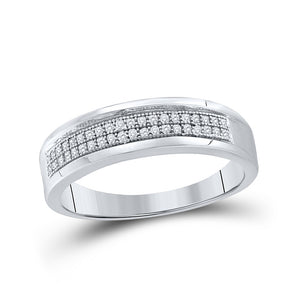 Sterling Silver Womens Round Diamond Wedding Band 1/6 Cttw