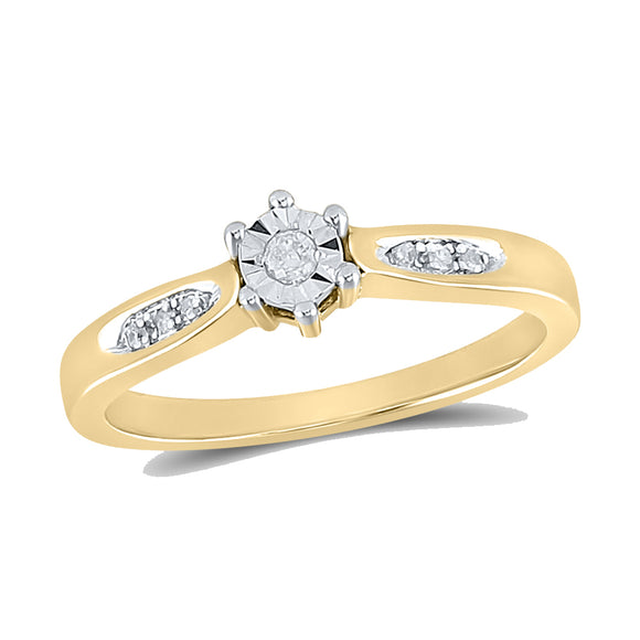 Yellow-tone Sterling Silver Round Diamond Solitaire Bridal Wedding Engagement Ring