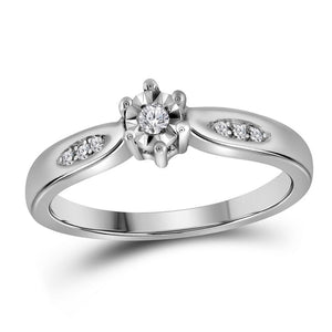 Sterling Silver Round Diamond Solitaire Bridal Wedding Engagement Ring 1/20 Cttw