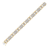 10kt Yellow Gold Mens Round Diamond Rectangle Link Bracelet 2-1/2 Cttw