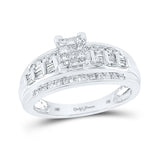 10kt White Gold Princess Diamond Cluster Bridal Wedding Engagement Ring 1/2 Cttw