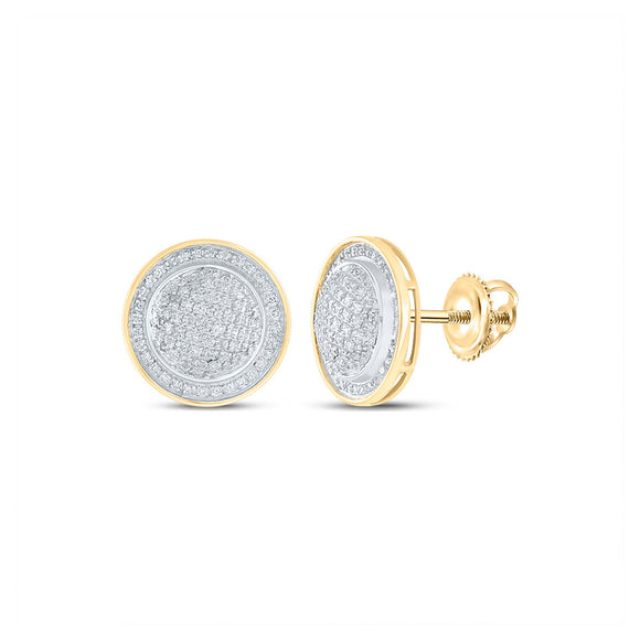 Yellow-tone Sterling Silver Round Diamond Circle Earrings 1/2 Cttw