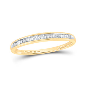 Yellow-tone Sterling Silver Womens Baguette Diamond Wedding Band 1/6 Cttw