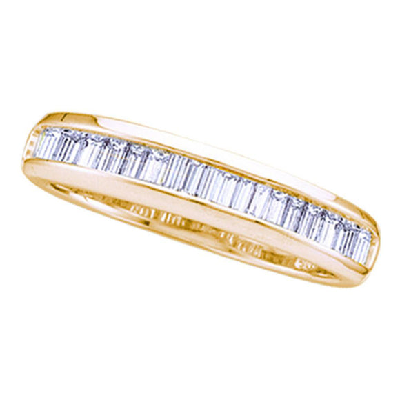 Yellow-tone Sterling Silver Womens Baguette Diamond Wedding Band Ring 1/4 Cttw