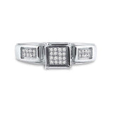 Sterling Silver Womens Round Diamond Square Ring 1/10 Cttw