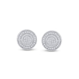 Sterling Silver Round Diamond Circle Disk Stud Earrings 1/5 Cttw