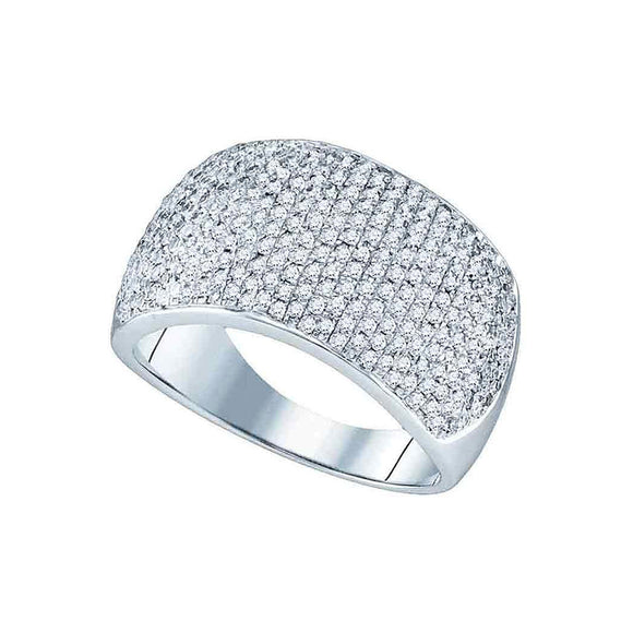 10kt White Gold Womens Round Diamond Pave Band Ring 1 Cttw