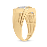 10kt Yellow Gold Mens Round Diamond Rectangle Cluster Ring 1/4 Cttw