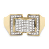 10kt Yellow Gold Mens Round Diamond Arched Fashion Ring 1/4 Cttw