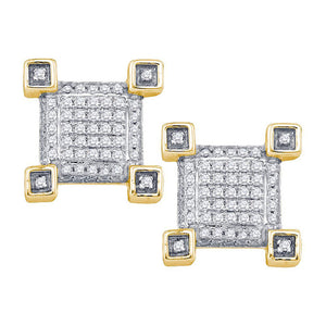 10kt Yellow Gold Round Diamond Cluster Earrings 1/5 Cttw